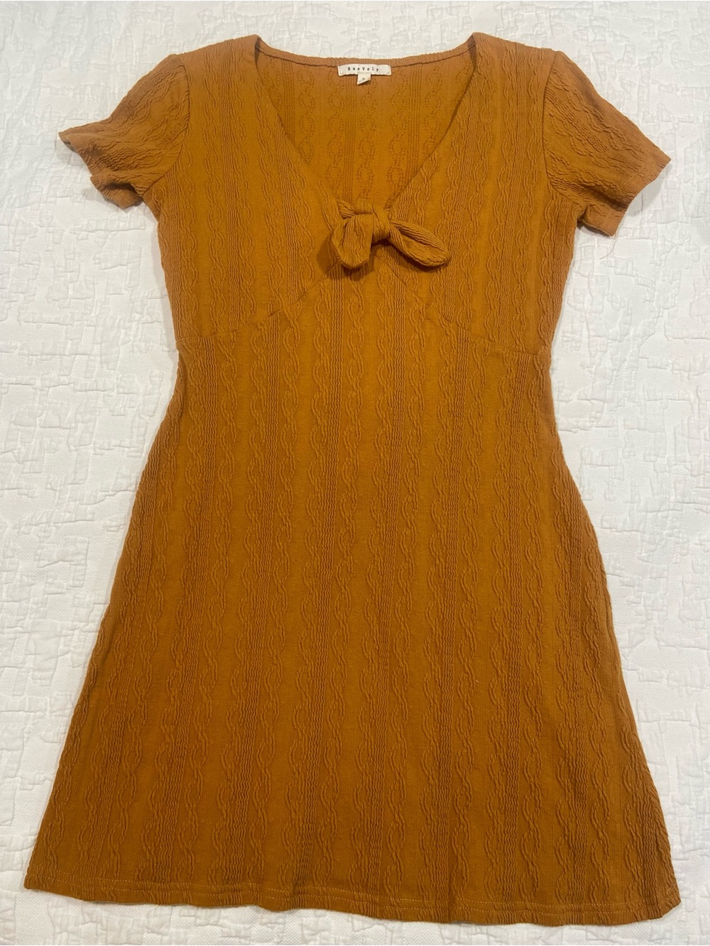 Baevely Cable-Knit Tie-Front Mini Dress
